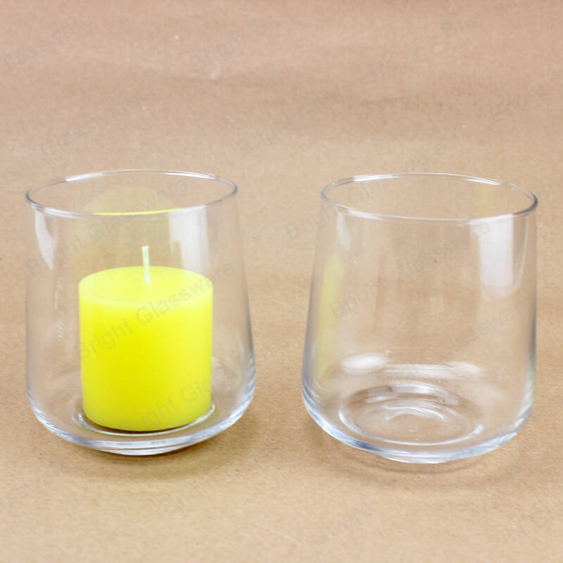 Alta calidad vintage vacío soplado claro vidrio claro frasco de vela para vela perfumada