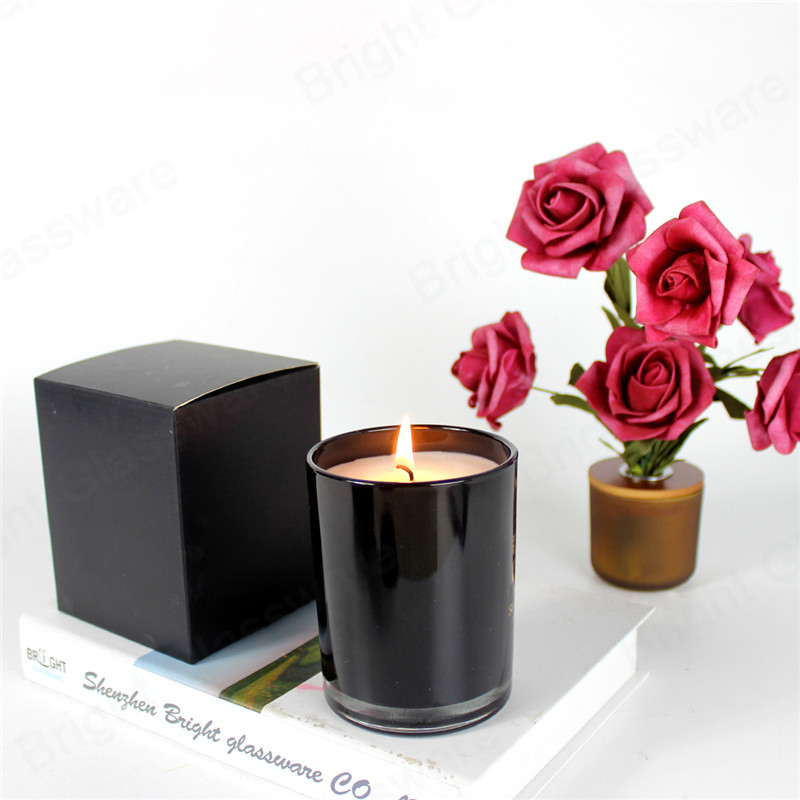 top sale black 9oz candle jar glass with packaging box and scented soy wax candle for home aroma