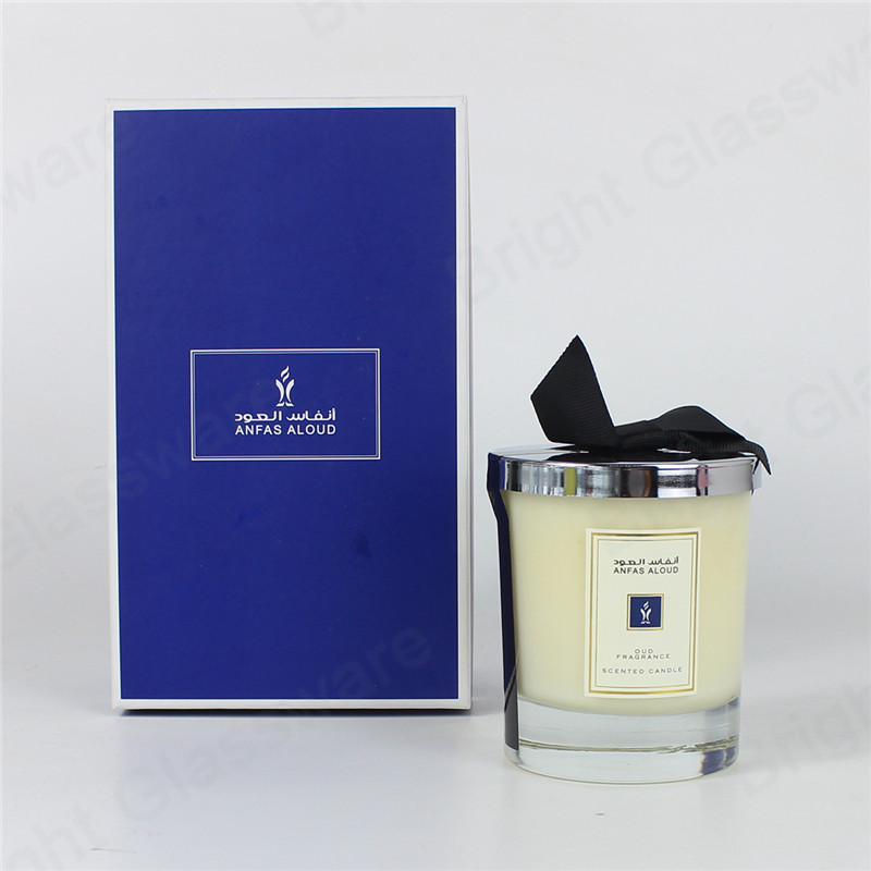 Decoración de cinta personalizada Etiqueta privada Candle Jar And Box Paraaffin Sperfume Perfume Candle Gift Set