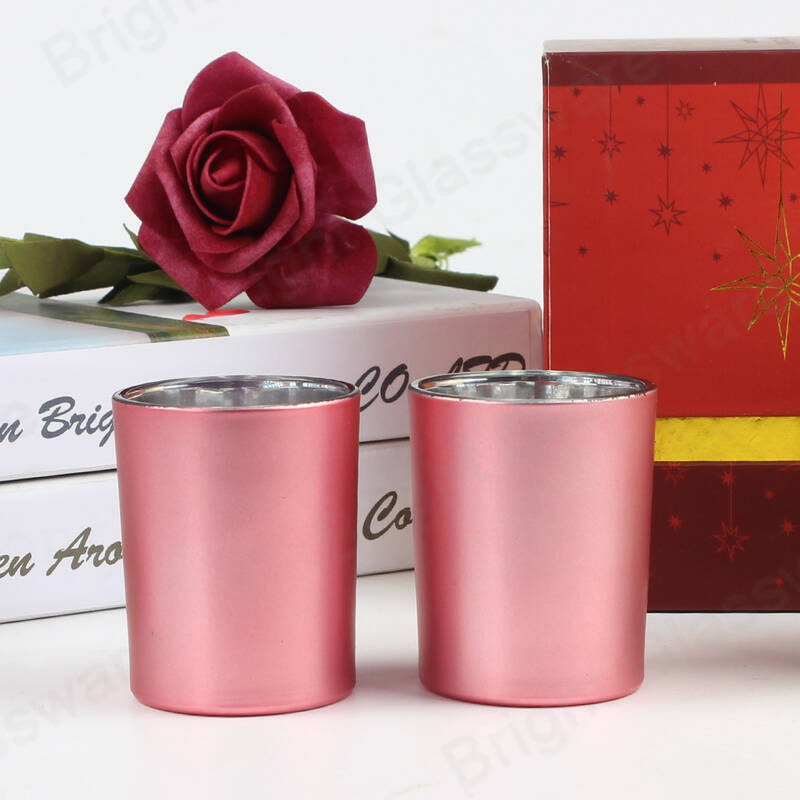 3oz散装圆柱形玻璃哑光粉红色蜡烛容器，用于情人节