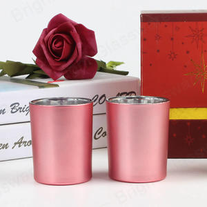 3oz en vrac cylindre en verre mat rose mat bougie récipients pour la Saint-Valentin