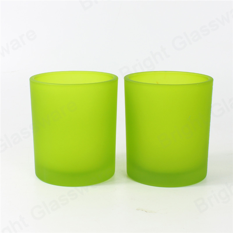 Reciclado 10oz Matte Frosted Green Glass Candle Holder Glass Jar