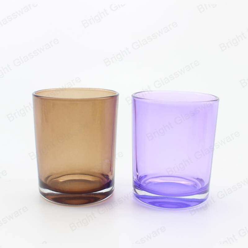 Purple Brown Color Glass Candle Holder Translucent Candle Jars para la venta