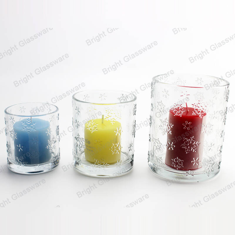 Juego de decoración navideña de 3 candelabros votivos de copo de nieve transparente