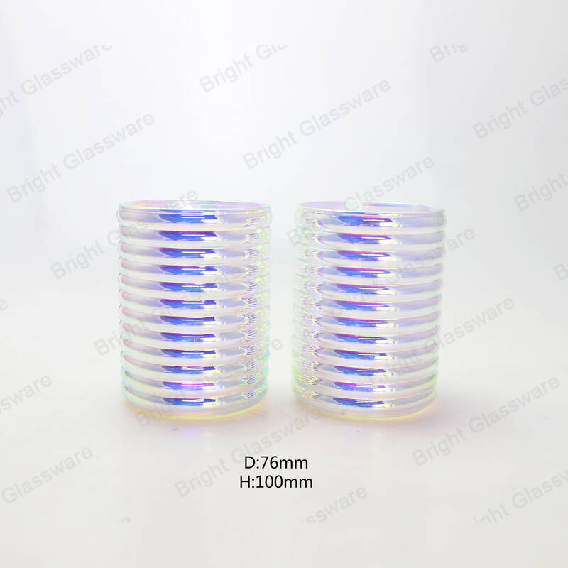 Arco iris de vidrio vela vaso de velas rayadas soportes para la fabricación de velas
