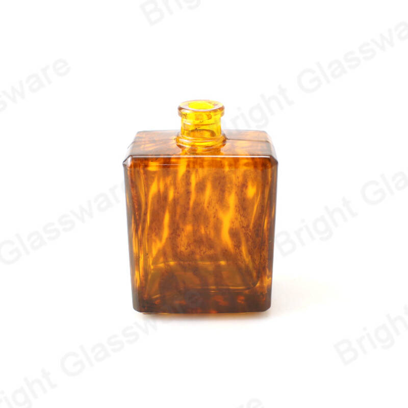 Nuevo diseño 100 ml marrón ámbar vidrio leopardo estampado frasco de perfume