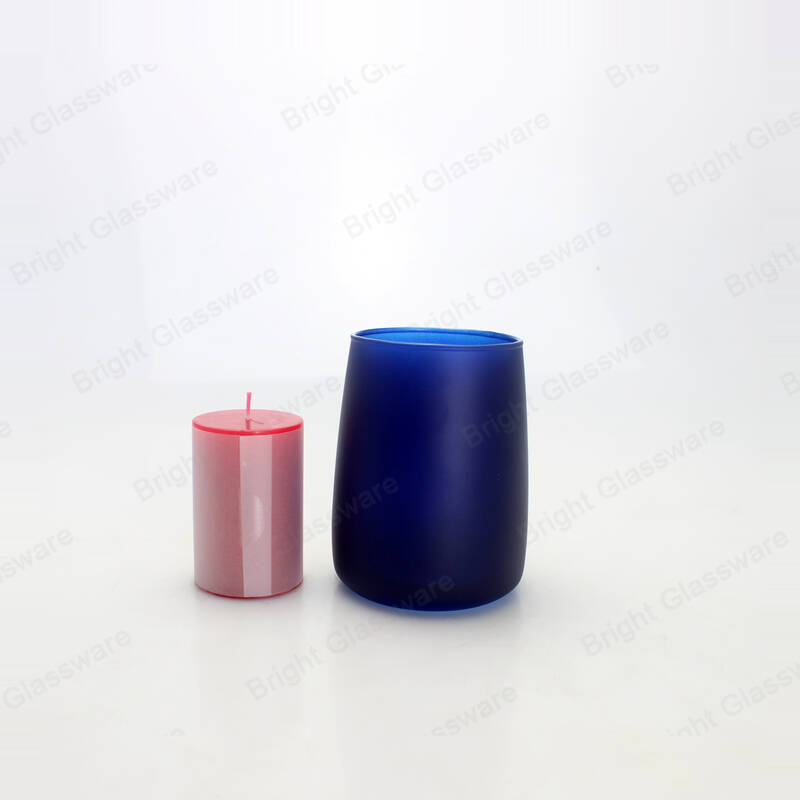 Home Decor Unique Favor Glass Navy Blue Candle Holder