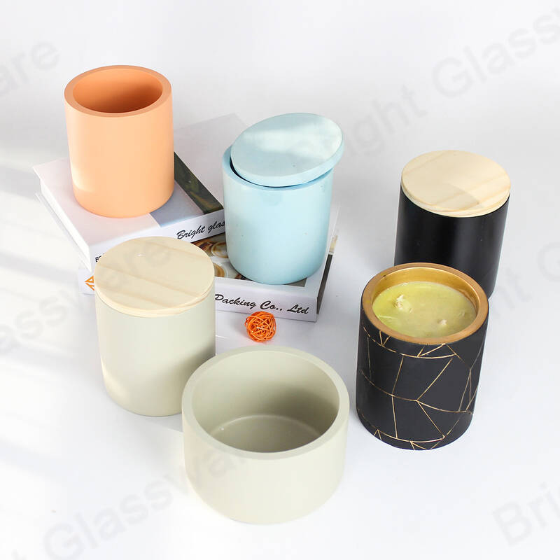 Custom Cement Candle Jar Concrete Candle Holder para la decoración del hogar