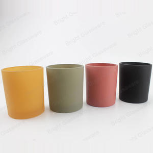 Custom Spray Colored Round Empty Matte Glass Cup Candle Holders para decoración