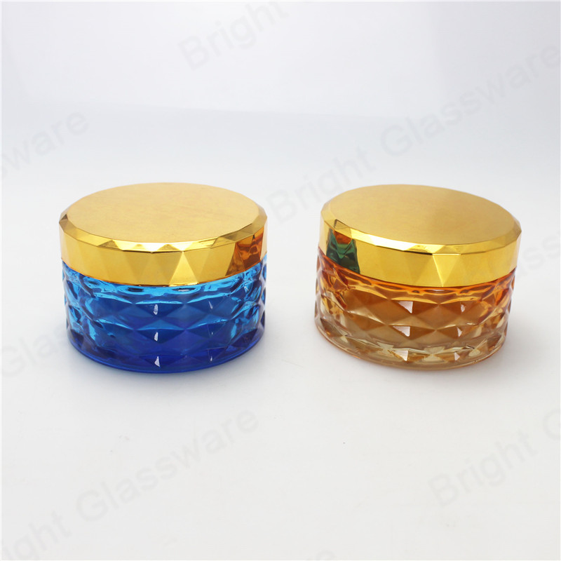 Crème de luxe Skin Care Body Pot Cosmetic Container Glass avec couvercle