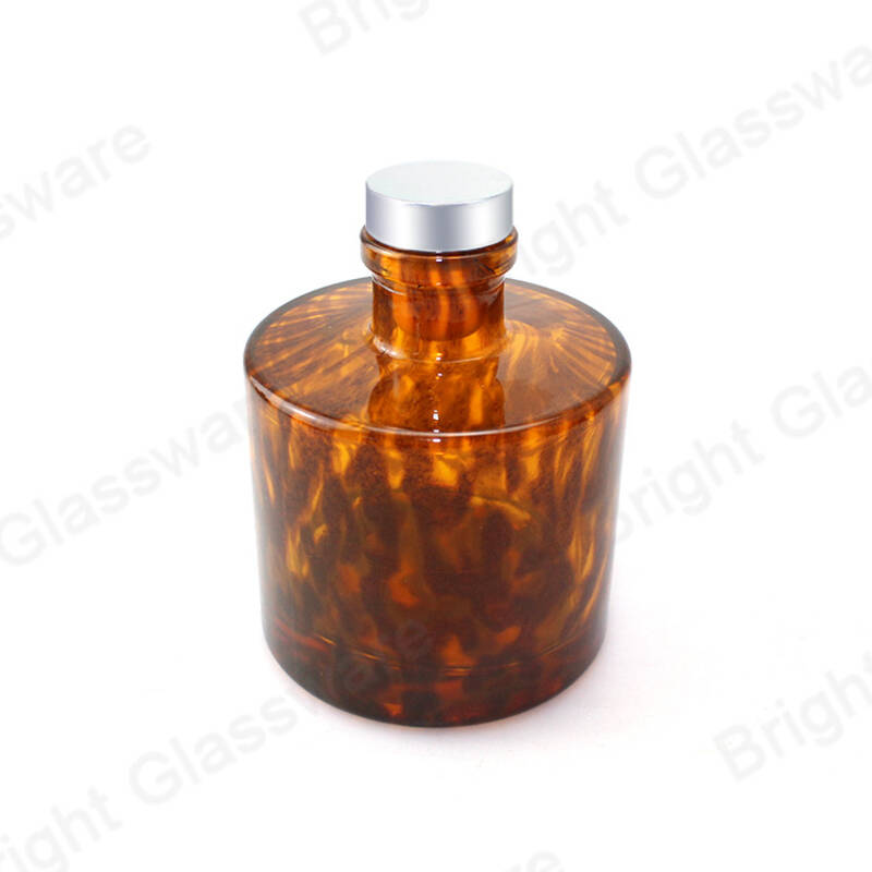 200ml de moda leopardo estampado lengüeta difusor botella de vidrio con corcho para aroma de la habitación