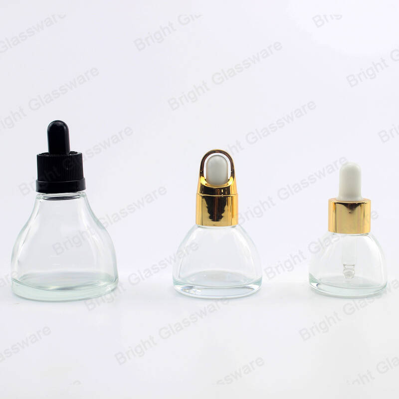 15ml 20ml 30ml botella de vidrio en forma de cono gotero de aceite esencial botellas de vidrio esencia en suero para el cuidado de la piel