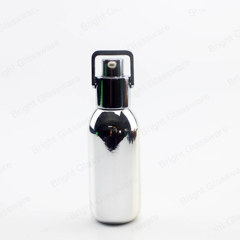 Botella de loción de vidrio creativa botellas de cosméticos de plata con bomba