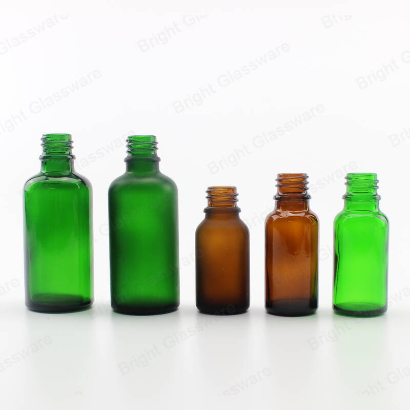 Muestras gratis E Botella líquida de gotero de vidrio ámbar Botella de aceite esencial de vidrio verde