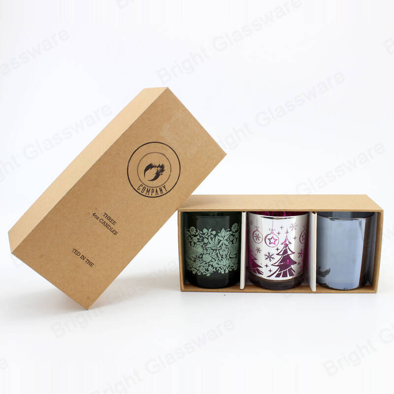 Custom 3 Piece Set Rectangle Kraft Paper Candle Box pour 4oz Candle Jar Glass Candle Holders