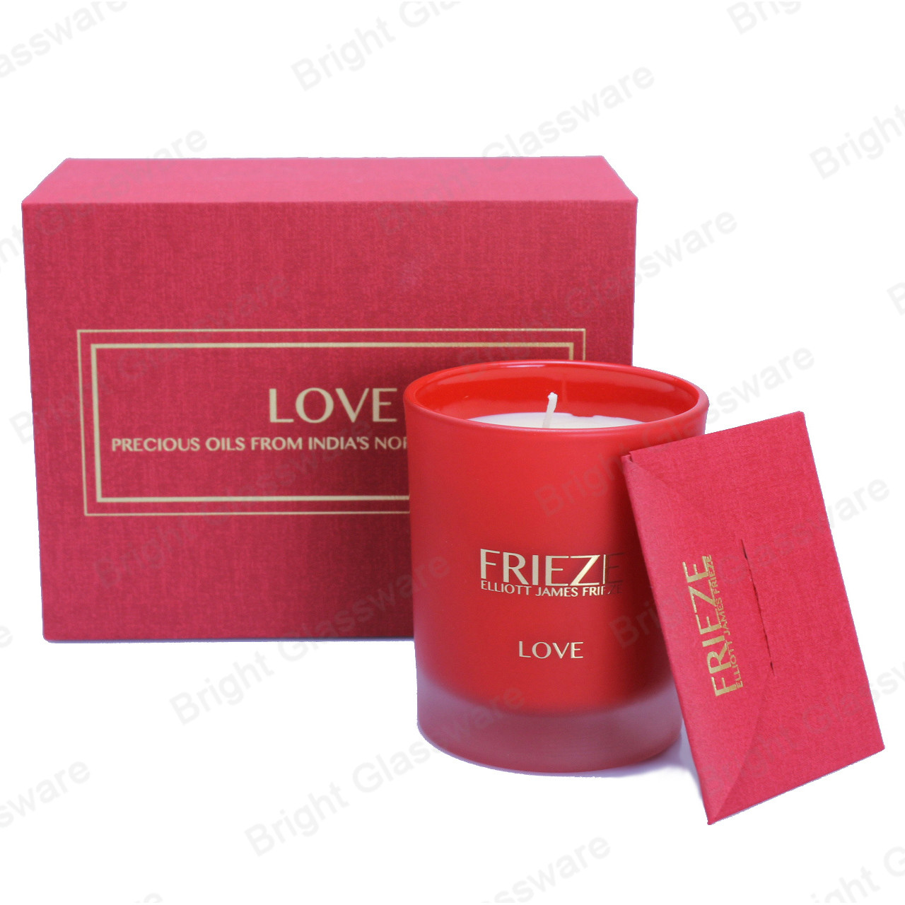 Custom personalizado perfumado jarro de velas de color rojo boda favor caja de velas con tarjetas