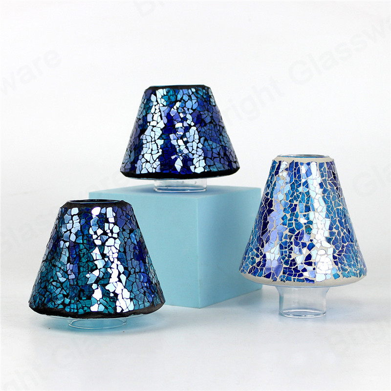 China Fabricante moderno creativo de mosaico de vidrio azul forma de lámpara para la decoración de la fiesta