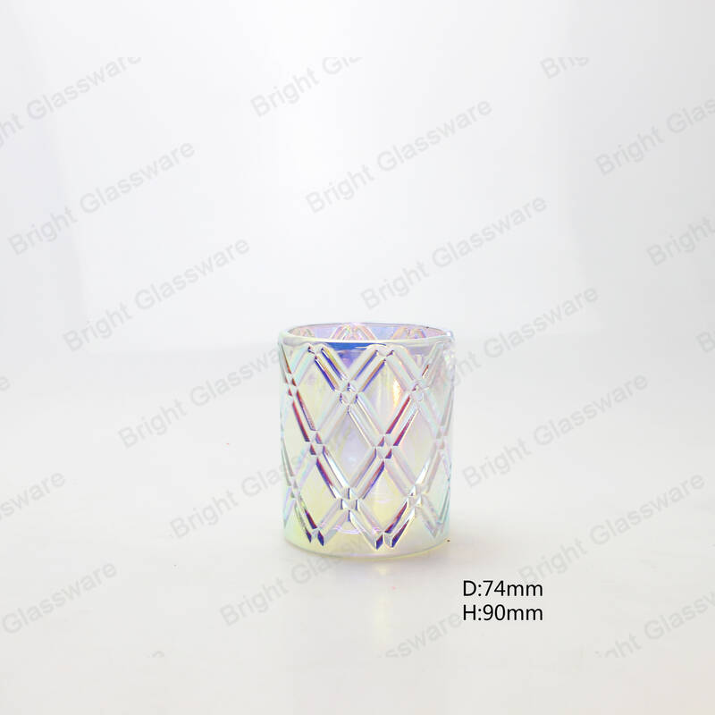 Rainbow Round Diamond Pattern Bougeoir Holder Verre