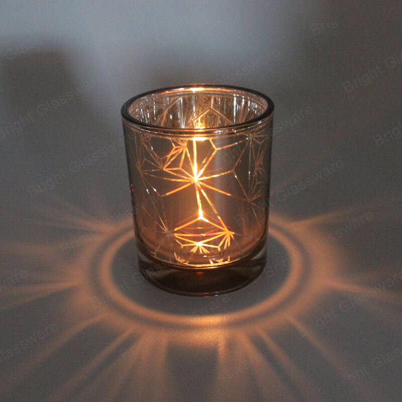 結婚披露宴の装飾のための新しい設計空のめっき銅ガラス コップの蝋燭の瓶