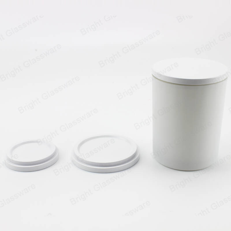 Simple diseño circular 10 oz soporte de vela blanco mate con tapa