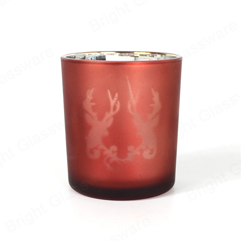Рождественский декор Гальваническое Лазерное Травление Розовый Олень Стеклянный Подсвечник Оптом