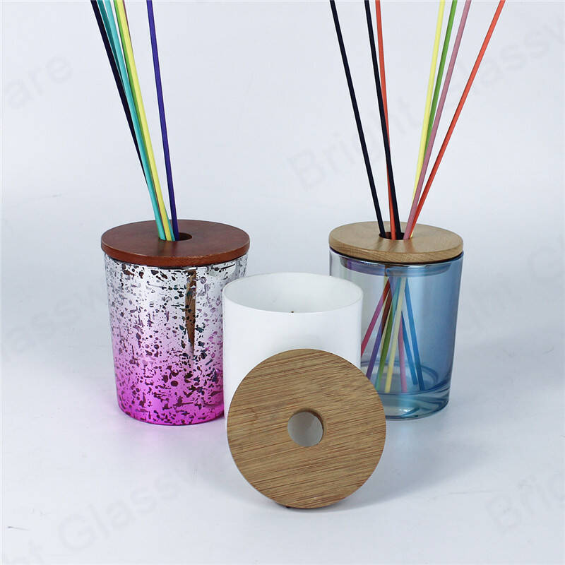 Air Fragrance Glass Reed Diffuseur Flacon avec couvercle en bois