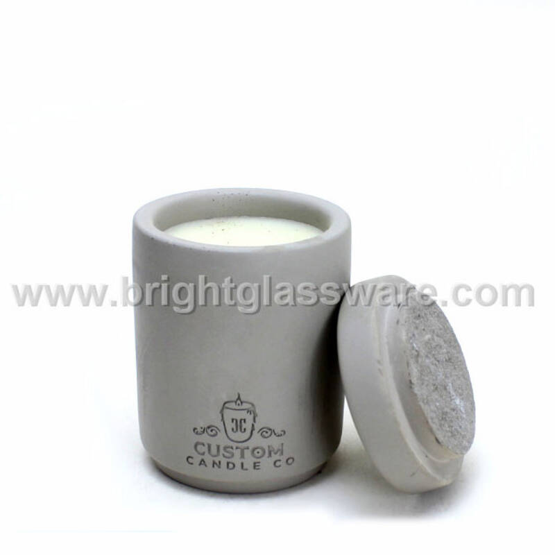 Bougeoir en béton gris en béton gris de haute qualité de cire de cire de soja avec couvercle