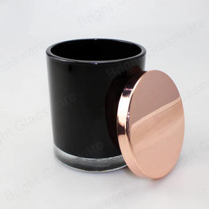 10 oz Elegance Medium Base Pot Oxford noir opaque avec couvercle en or rose