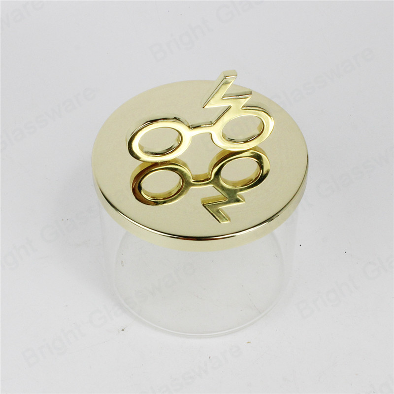 Couvercle de bougie en métal doré avec logo personnalisé