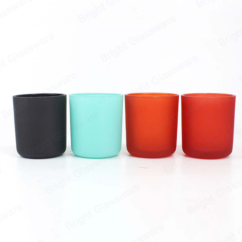 14oz Round Bottom Luxury Black Blue Matte Red Glass Candle Jar