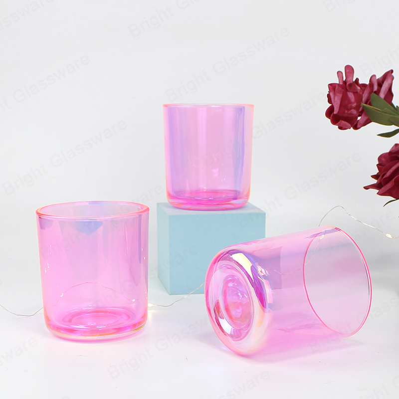 家の装飾的なのための贅沢な空のガラス電気めっきピンクの蝋燭の瓶
