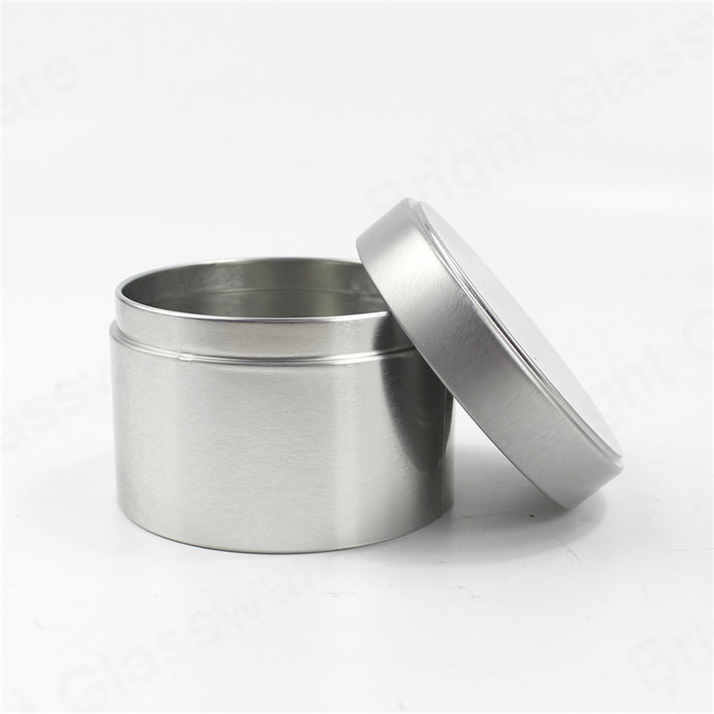 Silver Color Deep Seamless 8 oz Flat Tin Container avec couvercle couvercle