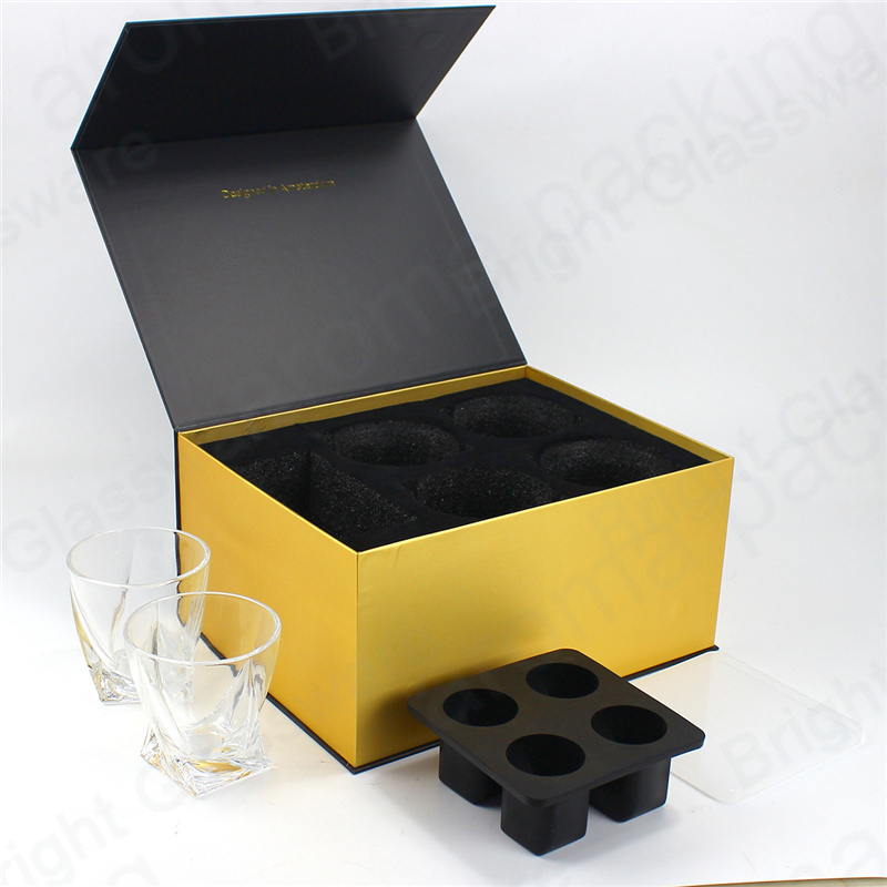 高品質のクリスタルグラスウイスキータンブラーギフトセット(包装箱付き)