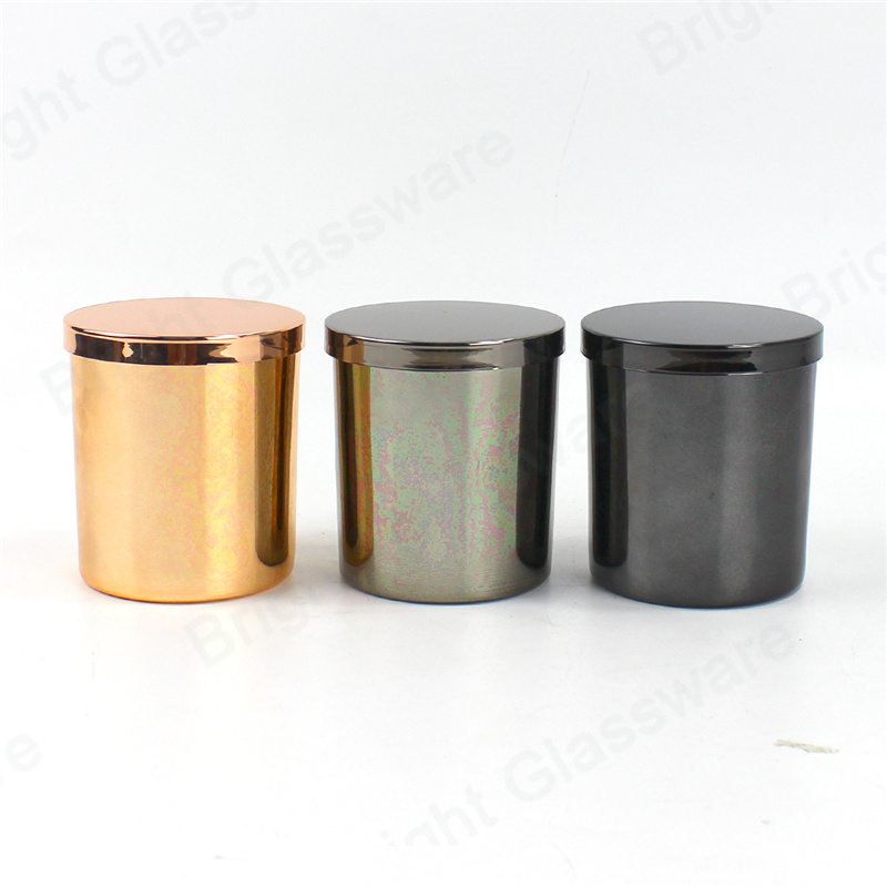 7 oz colorido galvanizado de lado recto vaso de vela jarra con tapa de metal