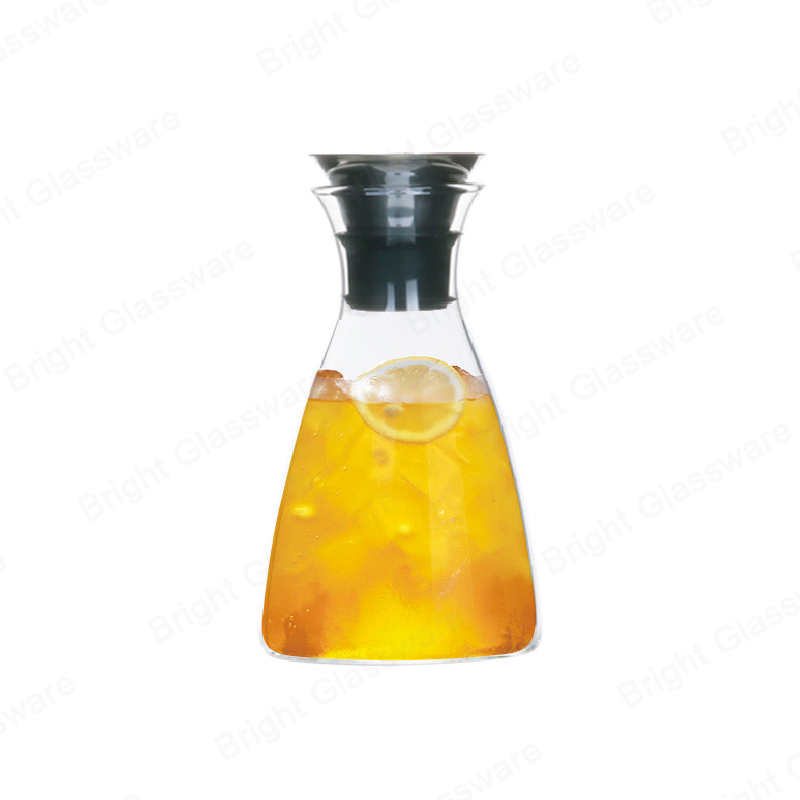 Pichet d’eau en verre de 34 oz 1L carafe en verre borosilicaté durable résistant à la chaleur pour jus de boisson chaude et froide