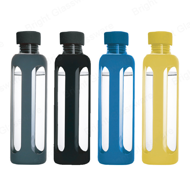 環境にやさしい550ml高ホウケイ酸ガラス製ウォーターボトル、異なる色のネオプレンポーチがラップできます