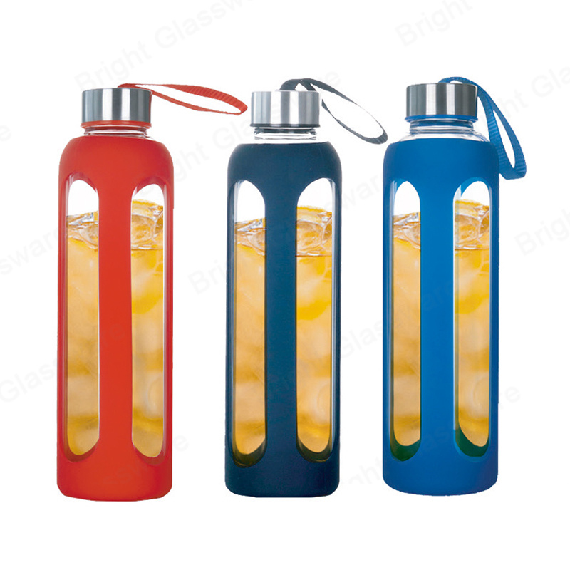 سعة 550 مل البورسليكات أفضل زجاجات مياه زجاجية خالية من BPA مع غطاء