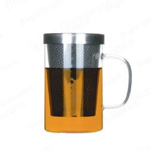 Tasse en verre de 12 oz de 17 oz avec tasse à thé en verre borosilicaté avec passoire et couvercle en acier inoxydable
