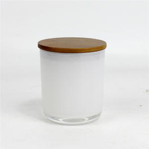 Venta al por mayor único frasco de vela blanca de vidrio único con tapa de madera