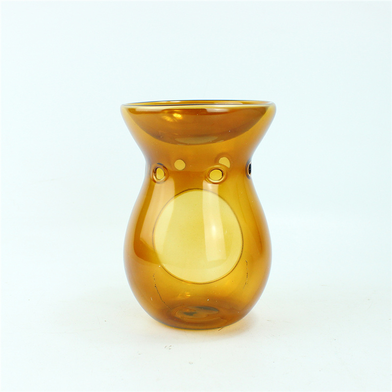 Amber Glass Tealight Vela Quemador de cera Home Aroma Fragancia Vidrio Calentador de aceite esencial