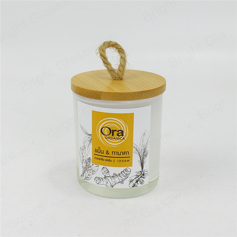 Etiquetas de etiqueta personalizadas Recipientes vacíos de velas de vidrio blanco con tapas