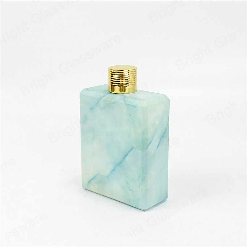 Fancy Luxury Empty 100ml Marble Pattern Square Glass Perfume Bottle 