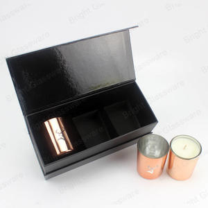 Luxury Wedding Favor Parfumé Bean Wax Glass Candle Jar Gift Set 3 Pcs / set Black Soy Candle Gift Box