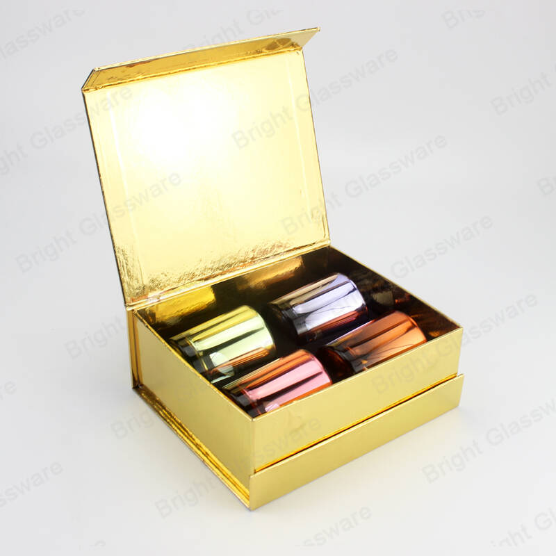 Couleur dorée 4pcs set tealight fermeture magnétique bougie en carton boîte cadeau boîte cadeau boîte à bougies en forme de livre boîtes à bougies