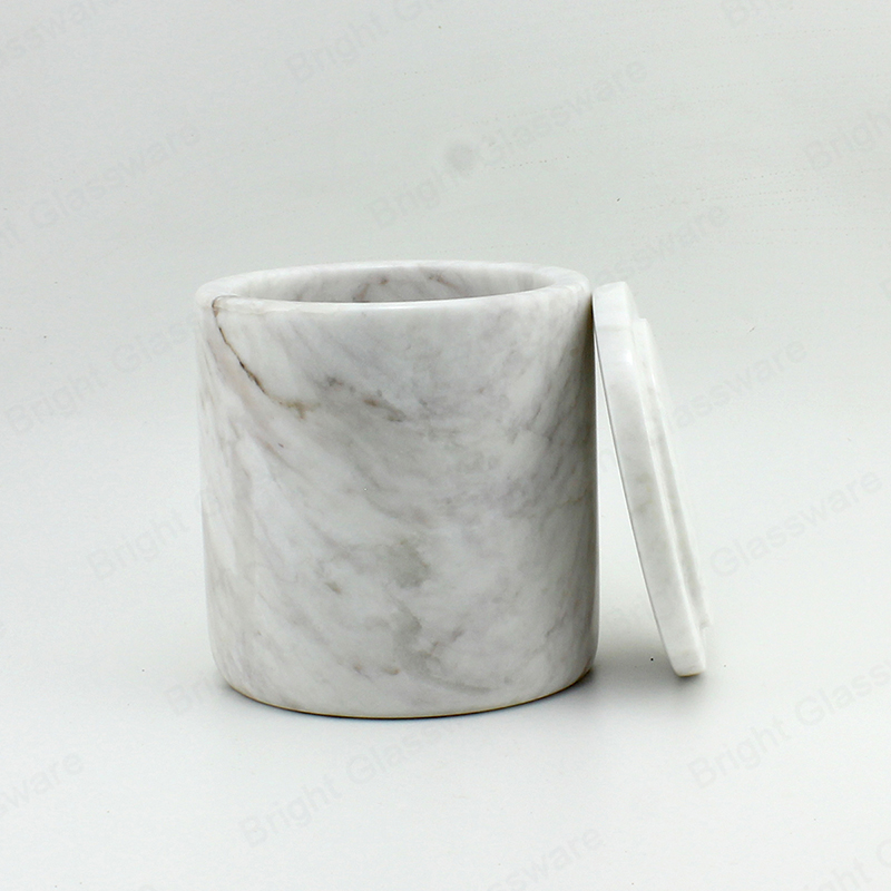 Gran candelabro de ónix blanco de piedra de mármol de lujo con tapa