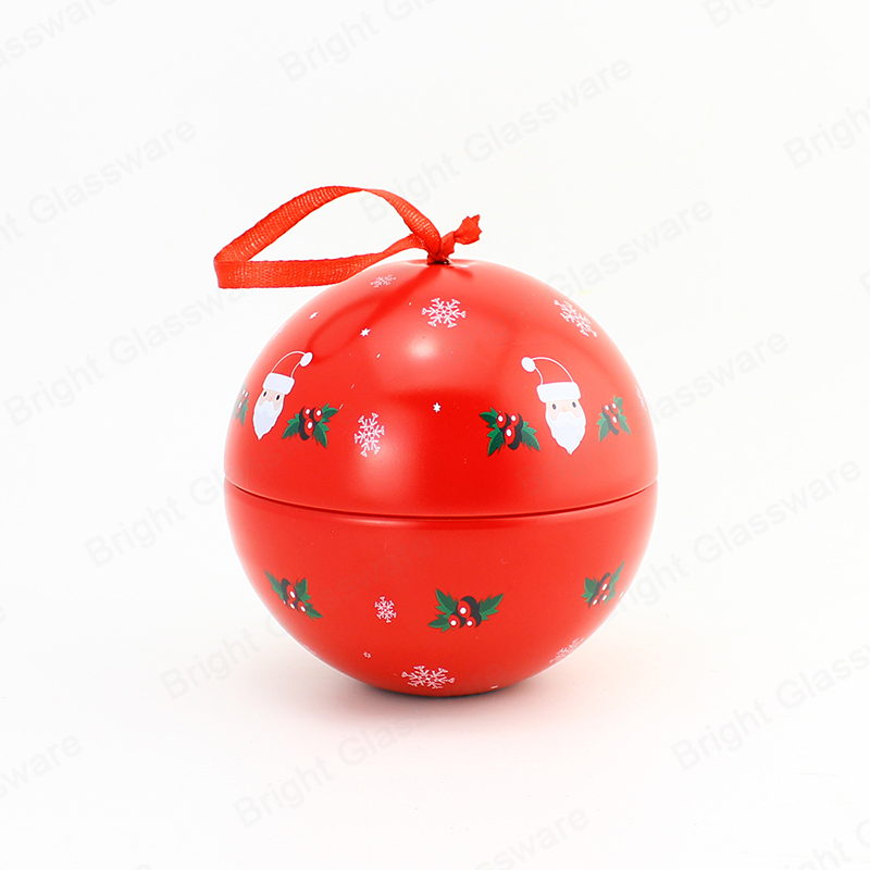 Logotipo personalizado de forma de bola de alta calidad Embalaje de regalo impreso Caja de hojalata de metal Almacenamiento personalizado para regalo de caramelo