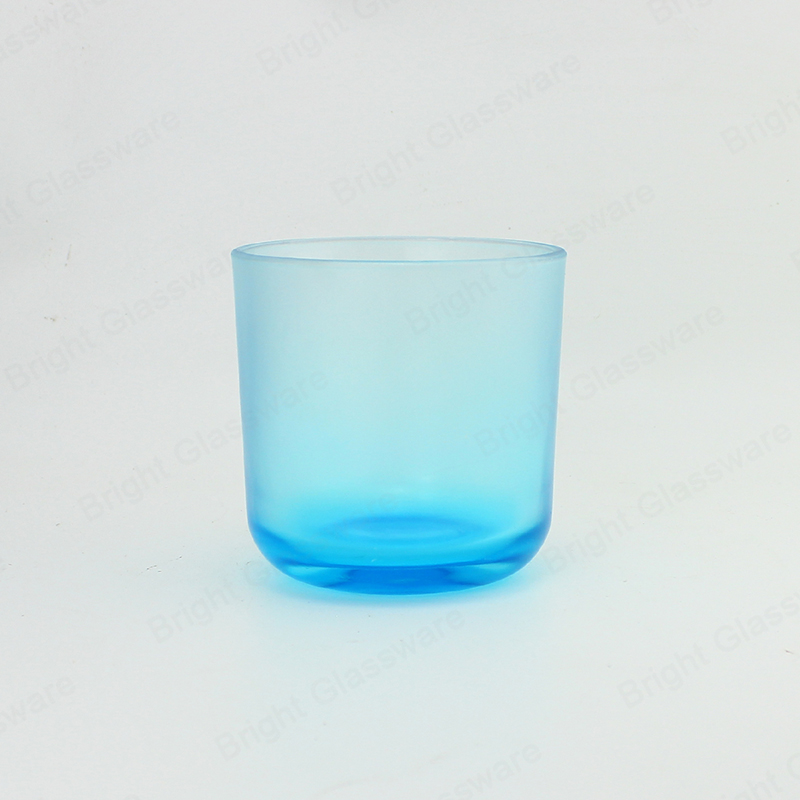 Frascos de velas de vidrio de fondo redondo azul esmerilado