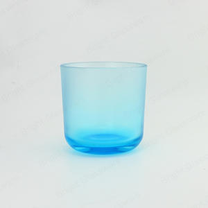 Frascos de velas de vidrio de fondo redondo azul esmerilado