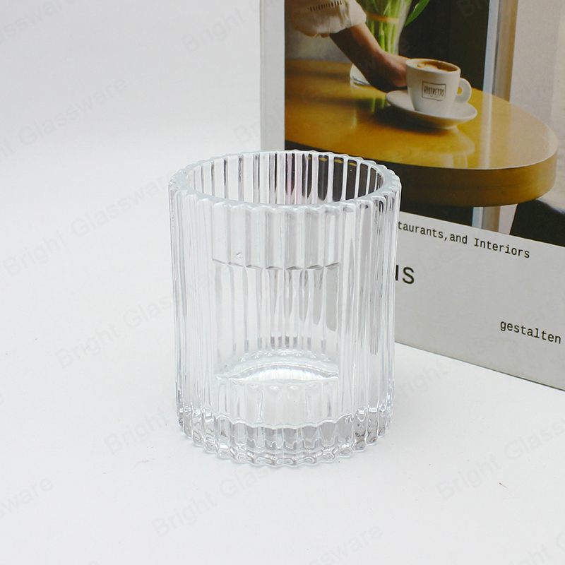200ml Empty Embossed Clear Glass Candle Jars For Candle Making