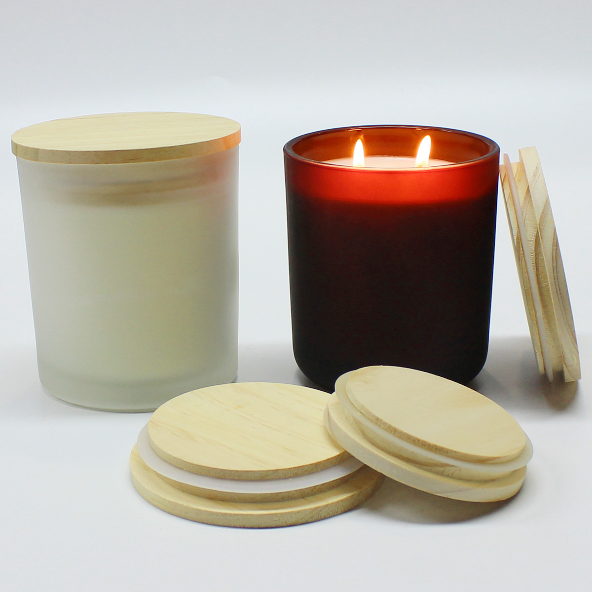 Оптовая продажа деревянных крышек круглой формы с разным размером для банок для свечей